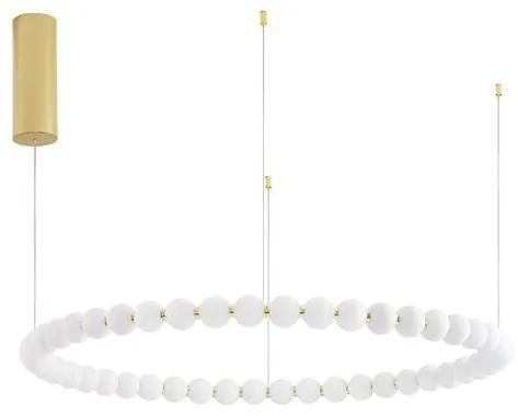 Lustra LED suspendata, dimabila, deosebita design lux PERLA opal, auriu 104cm