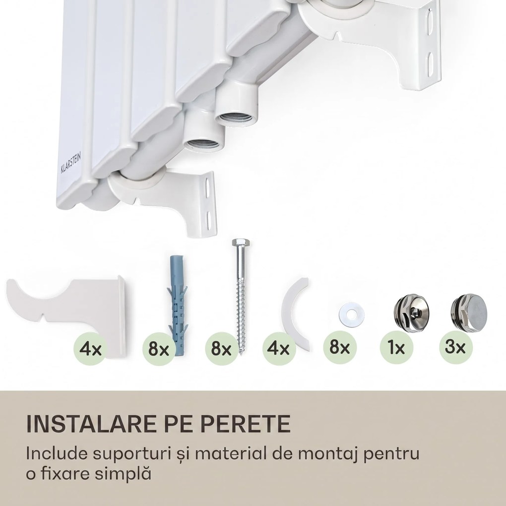 Blumfeldt Ontario 180 x 45 calorifer 1/2" racord lateral, montaj pe perete, slim, 485 watt