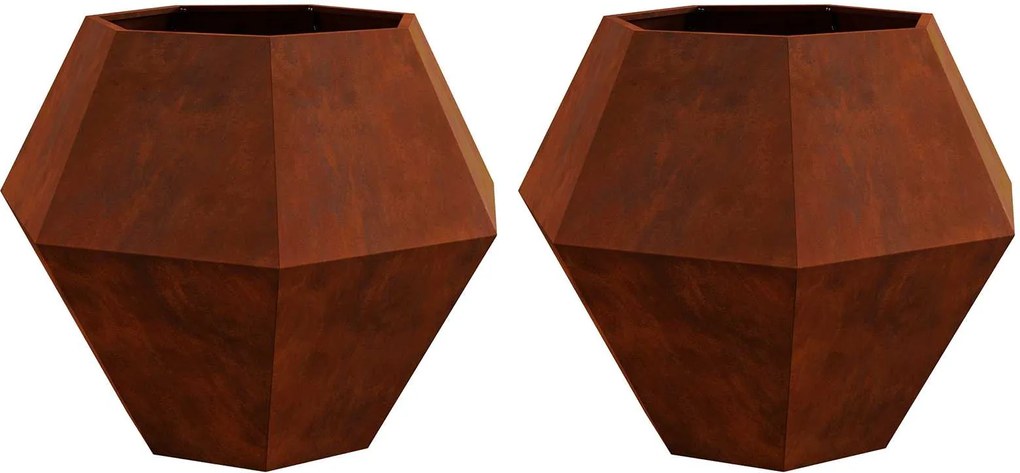 vidaXL Jardinieră 2 pcs Ruginit 100 x 100 x 80 cm