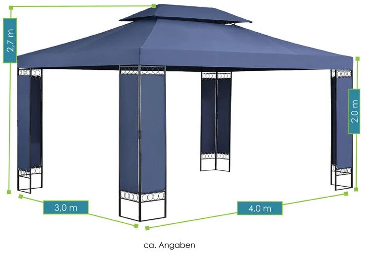 Cort de grãdinã "Capri" 3 x 4 m albastru închis