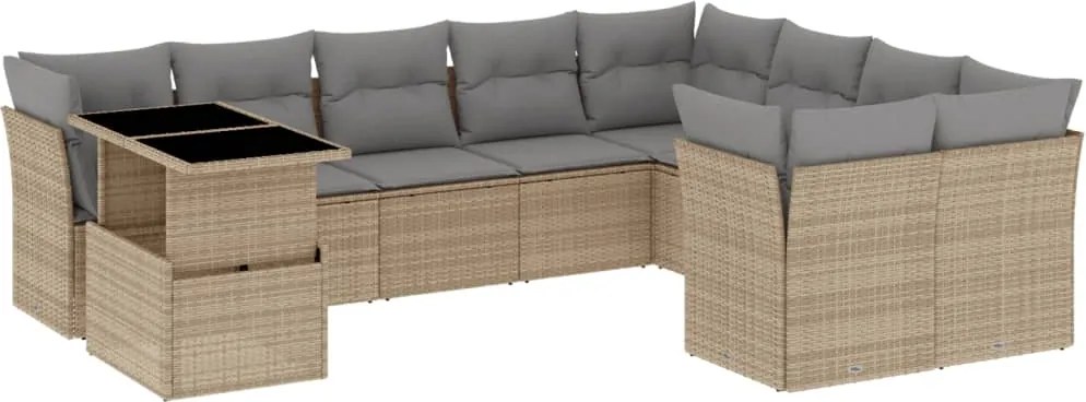 vidaXL Set canapele de grădină cu perne, 10 piese, bej, poliratan