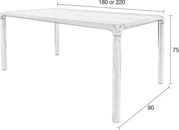 Masă dining Zuiver Storm, 180 x 90 cm