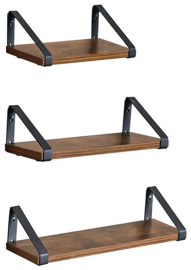 Set de 3 rafturi de perete SHELFY SHELFY maro/negru