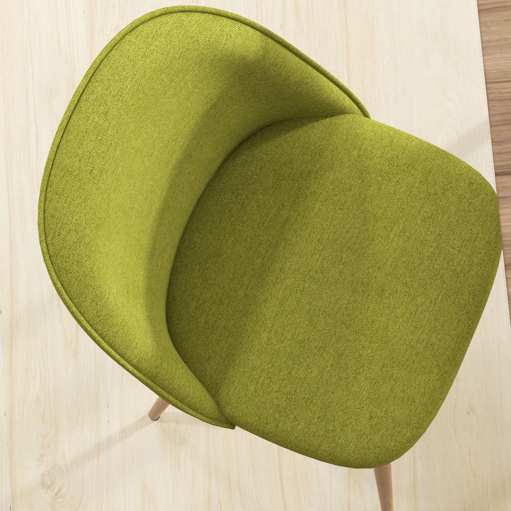 HOMCOM Set de 2 Scaune de Comedor Scaune de Bucătărie Căptușite cu Material din Lino cu Picioare din Oțel Suport 120 kg 50x52x83 cm Verde | Aosom Romania