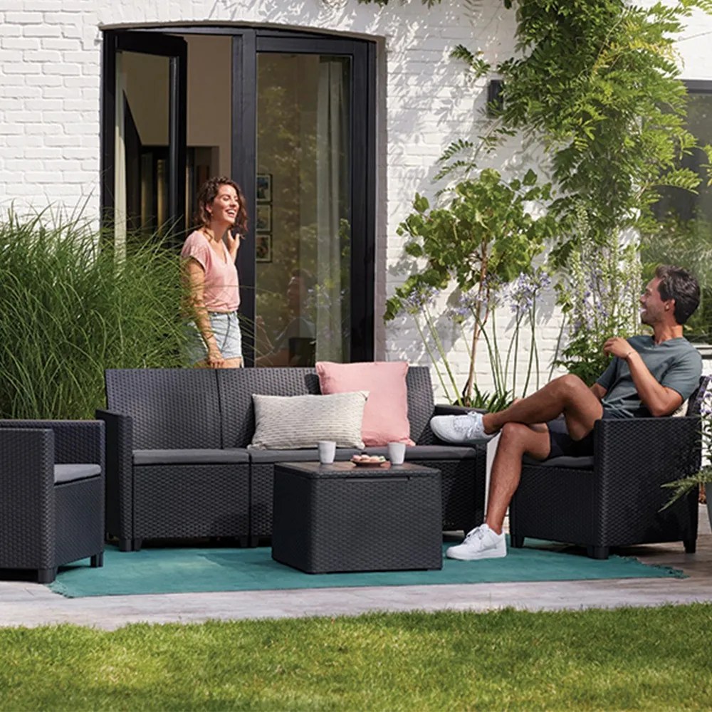 Set de mobilier de grădină Claire cu 5 locuri și masă cu perne, grafit