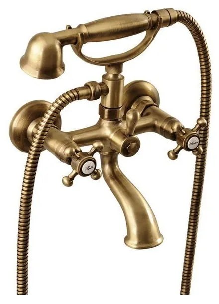 Baterie în culoarea bronzului pentru cadă cu montare pe perete (2 ieșiri) Antea – Sapho