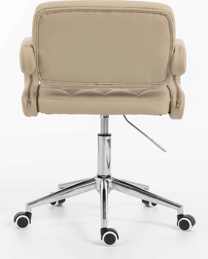 HR8403K Scaun Crem Piele Ecologica Premium Soft cu Bază Cromata