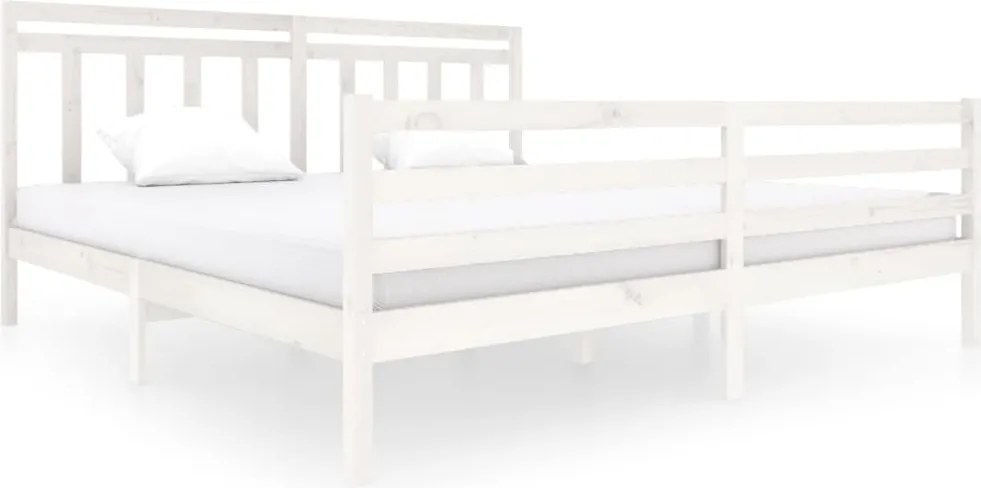 vidaXL Cadru de pat, alb, 200x200 cm, lemn masiv