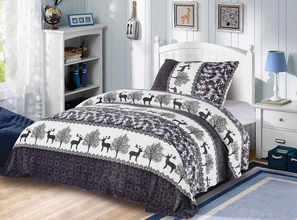 Lenjerie cocolino plus Craciun ren gri