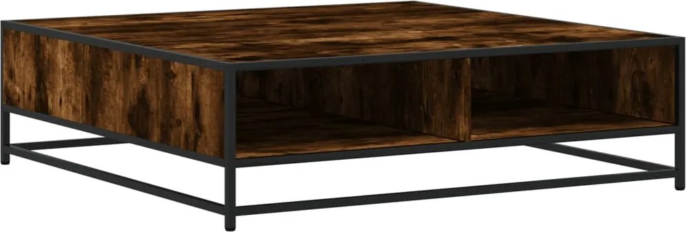 vidaXL Măsuță cafea stejar fumuriu 100x100x30 cm lemn prelucrat/metal