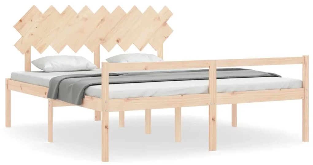 3195561 vidaXL Cadru de pat senior cu tăblie, Super King Size, lemn masiv