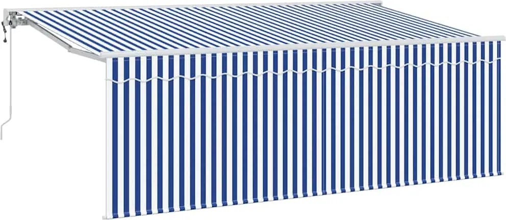 vidaXL Cortina Retractabilă Albastru și Alb 400 x 200 cm
