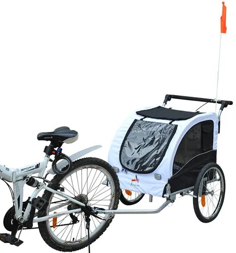 PawHut Cărucior tip Remorcă pentru Câini pentru Bicicletă, Alb și Negru | Aosom Romania