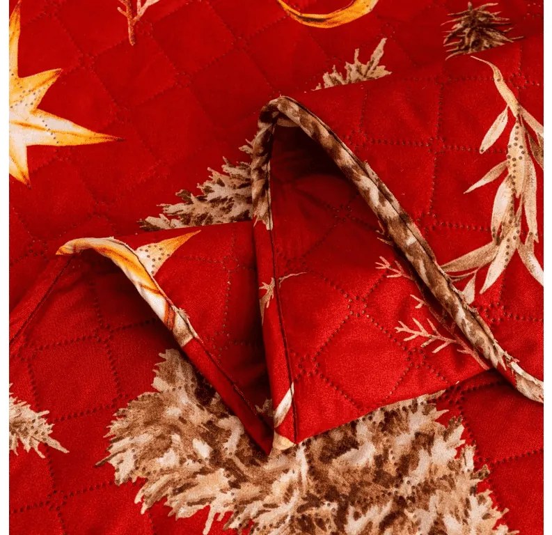 Cuvertura de pat cu model GOLD CHRISTMAS, rosu Dimensiune: 220 x 240 cm