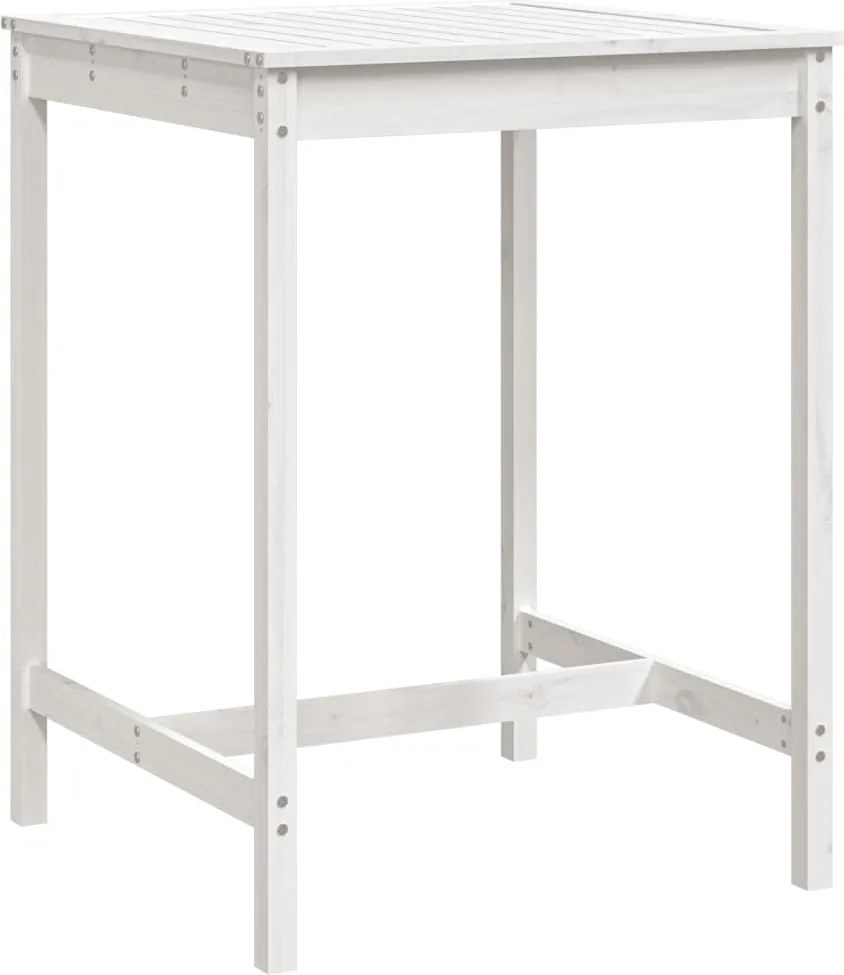 vidaXL Măsuță de grădină, alb, 82,5x82,5x110 cm, lemn masiv de pin