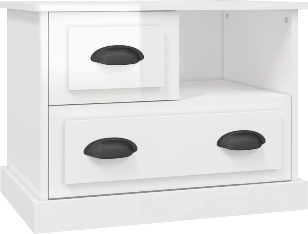 vidaXL Noptieră, alb extralucios, 60x39x45 cm