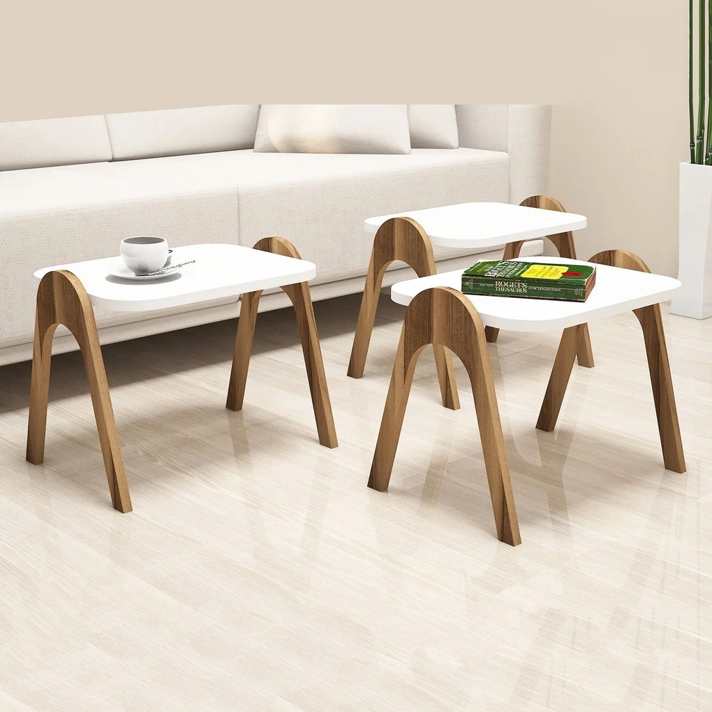 Set măsuțe de cafea Parid (Nuc + Alb). 1071848