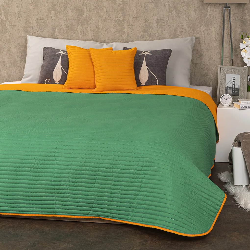 Cuvertură 4Home Doubleface portocaliu/verde, 220 x 240 cm, 2 buc. 40 x 40 cm