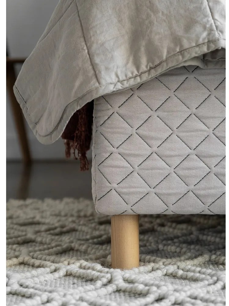 Pat bej tapițat de o persoană și somieră 90x200 cm Sleepy Luna – Miuform