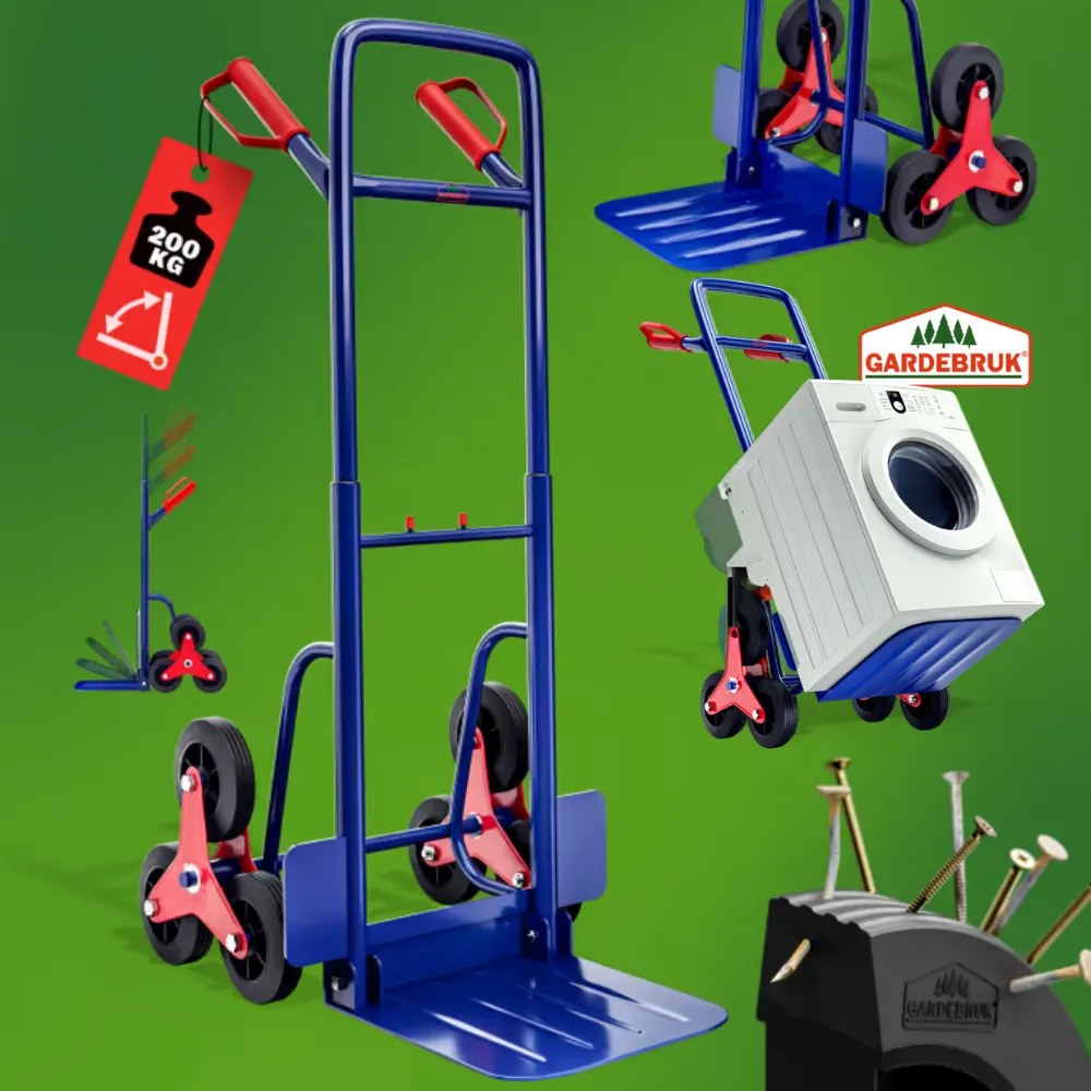 Cărucior pentru scări CART, max. 200kg, albastru Gardebruk