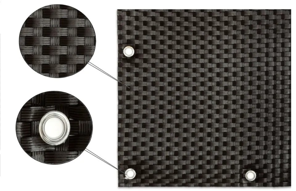 Paravan de balcon din Polyrattan 0,9x3m 1300g/m2 maro închis