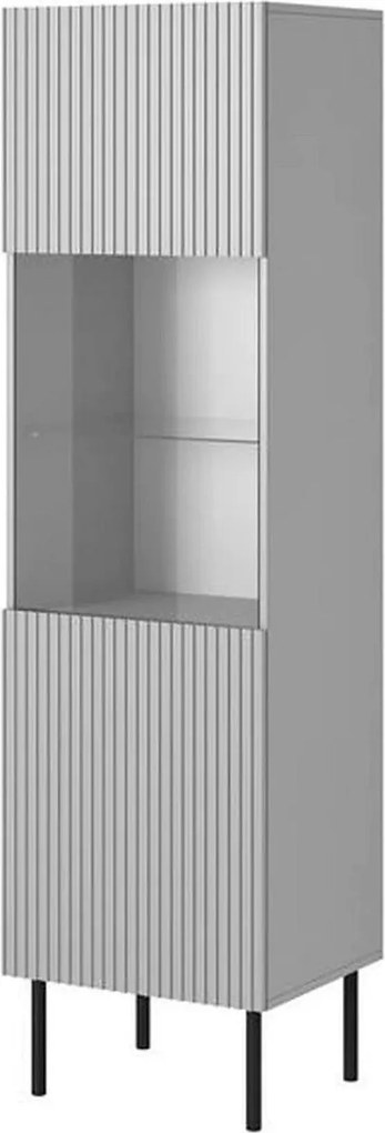 Vitrina ASENSIO, gri mat, PAL/metal, 50x42x180 cm