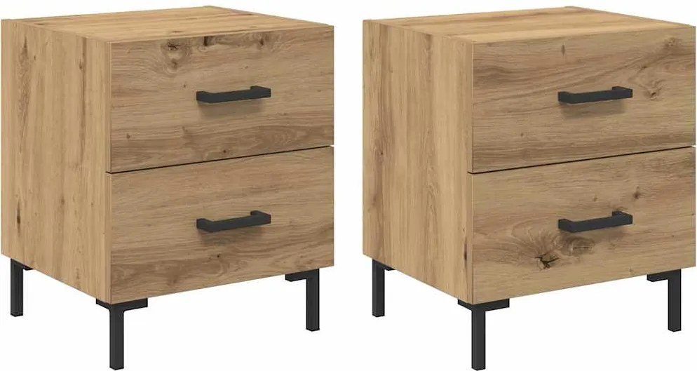 vidaXL Dulap de noapte 2 pcs Stejar Artizanal 40 x 35 x 47,5 cm