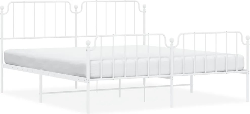 vidaXL Cadru pat metalic cu tăblie de cap/picioare , alb, 183x213 cm