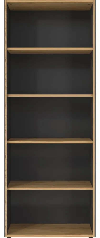 Bibliotecă gri antracit/în culoare naturală cu aspect de lemn de stejar 75x196x40 cm Podium – Germania