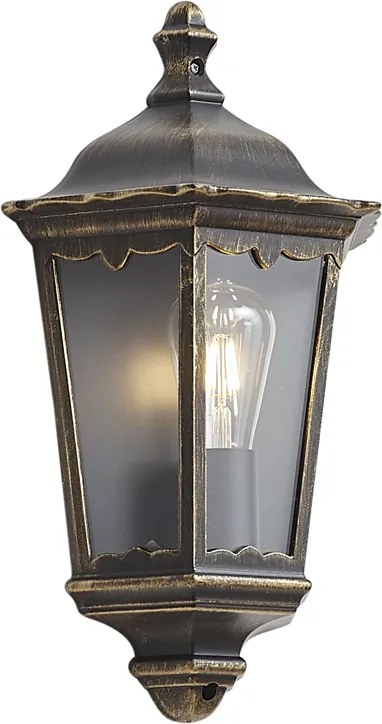 Felinar clasic de perete pentru exterior, auriu antic, IP44 - Havana Half
