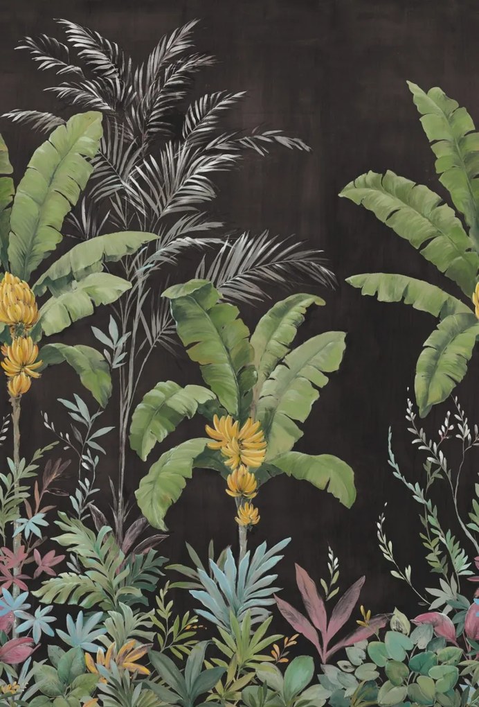 Fototapet, Banana Tree Jungle, Black, Rebel Walls