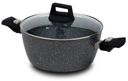 Oala cu capac 24 cm din aluminiu cu maner detasabil si invelis stone antiaderent Gaia NAVA NV 230 025