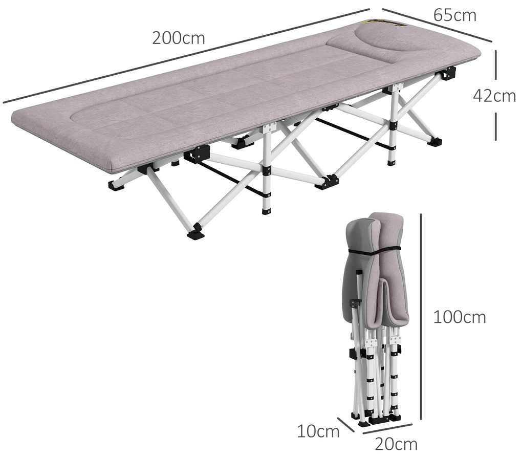 Outsunny Pat de Camping Pliabil pentru Adulti cu Saltea | Aosom Romania