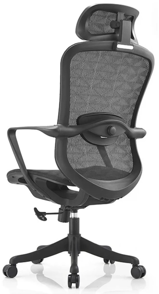 RESIGILAT- Scaun ergonomic Ella-H, mecanism inclinare/blocare, tetiera si suport lombar reglabile, Mesh, Negru