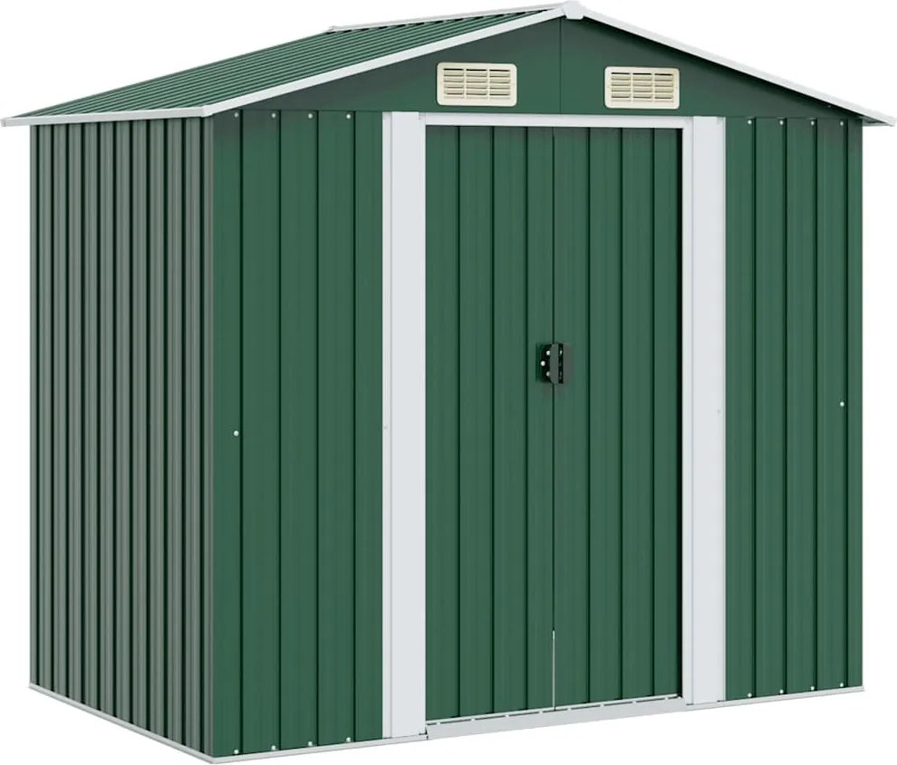 vidaXL Magazie metalică de grădină, 204 x 132 x 186 cm, verde