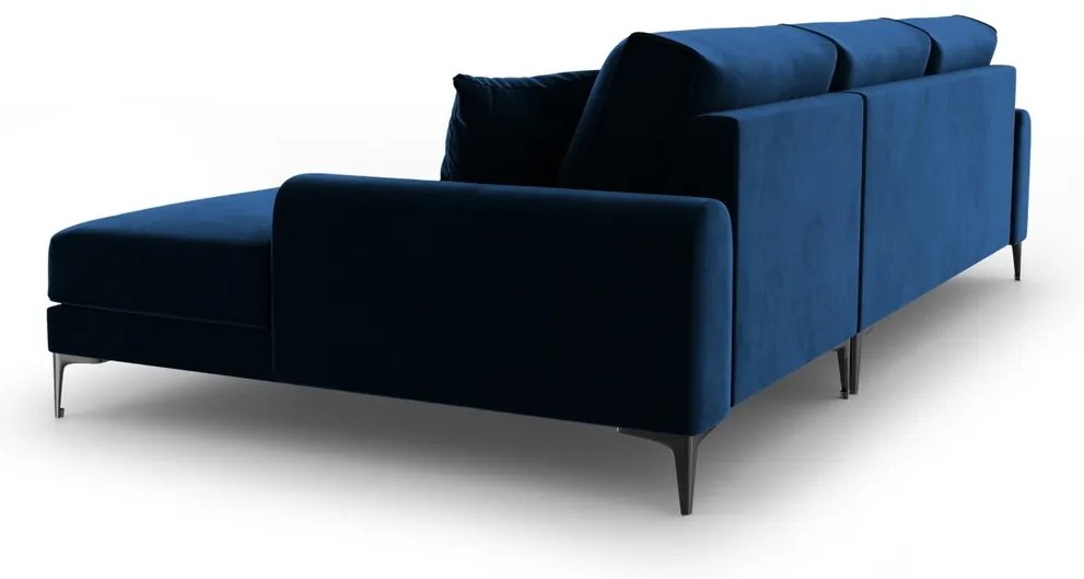 Coltar dreapta, Madara, Mazzini Sofas, 5 locuri, black legs, 254x182x90 cm, catifea, albastru regal