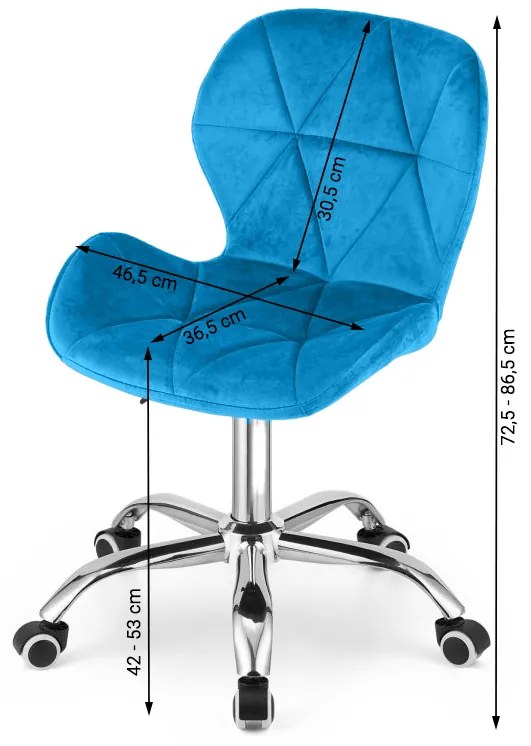 Scaun de birou AVOLA VELVET albastru regal