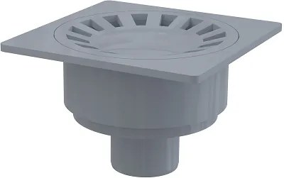 Sifon pardoseala 150 150 50 mm iesire verticala, gratar de plastic gri, sistem de retinere a mirosurilor umed APV16