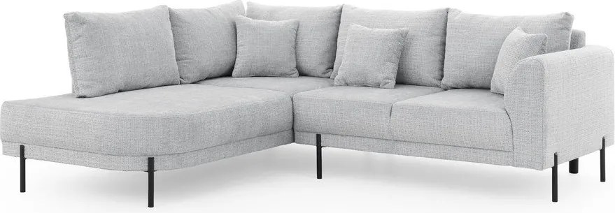 Colțar gri deschis cu tapițerie din chenille (cu colț pe partea stângă/în formă de ”L”) Mauris – Ropez