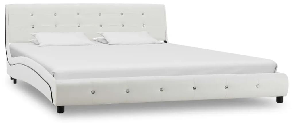 280315 vidaXL Cadru de pat, alb, 160 x 200 cm, piele ecologică