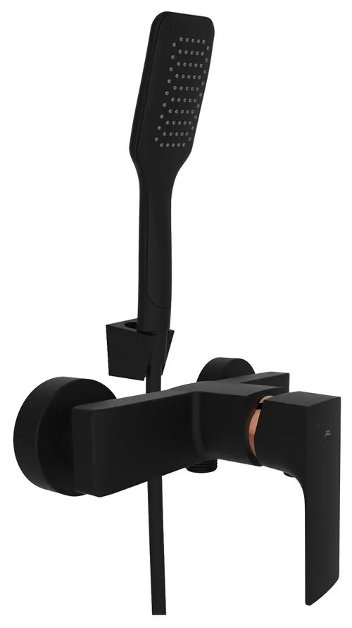 Baterie dus Rubineta Modena monocomanda negru mat cu set de dus para 1 functie