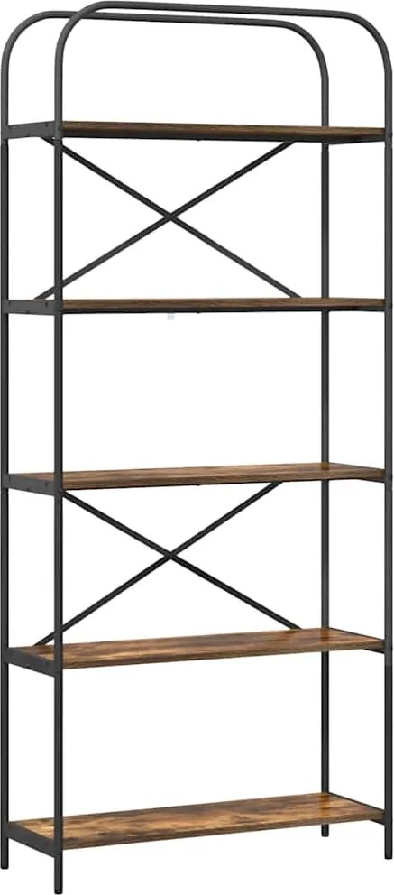 vidaXL Raft pentru cărți Stejar fumuriu 80 x 30 x 183 cm Lemn compozit