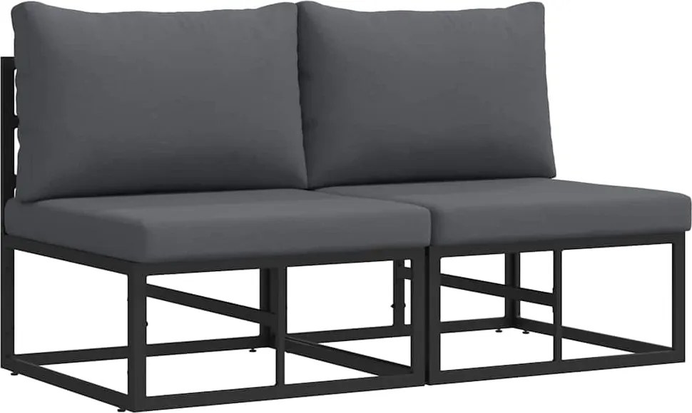 vidaXL Mobilier pentru Exterior 2 Bucată Negru și antracit Metal