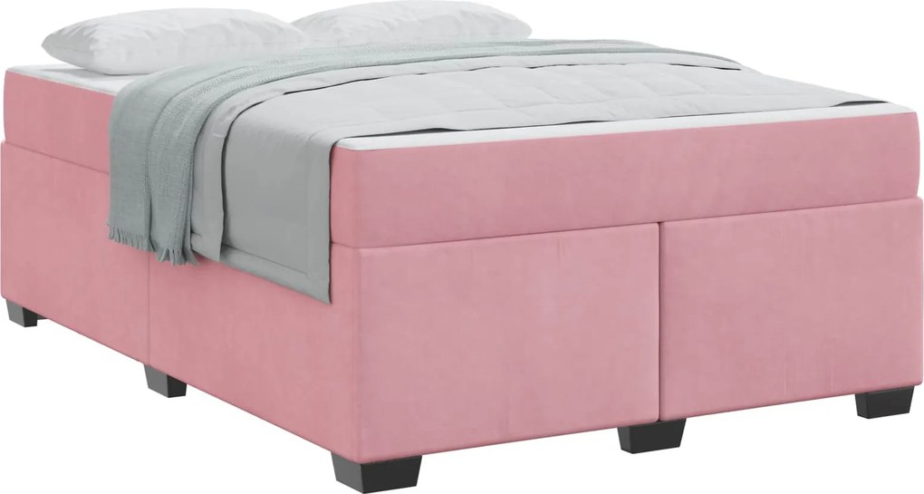 vidaXL Cadru de pat cu saltea Roz 160 x 200 cm țesătură