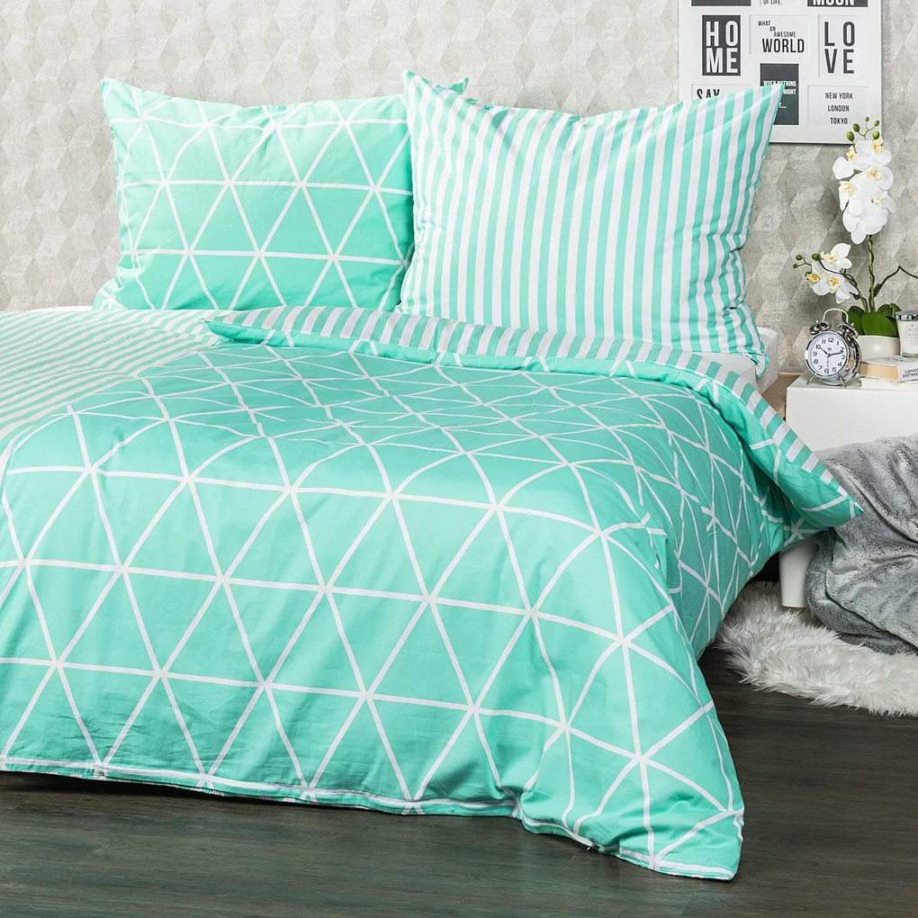 Lenjerie bumbac 4Home Galaxy, verde, 220 x 200 cm, 2 buc. 70 x 90 cm, 220 x 200 cm, 2 buc. 70 x 90 cm