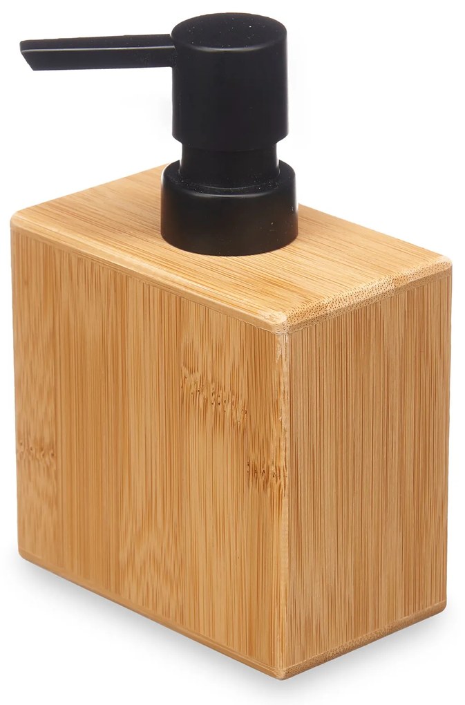 Distribuitor de sapun lichid, patrat, bambus, 5,8 x 9,7 x 15 cm