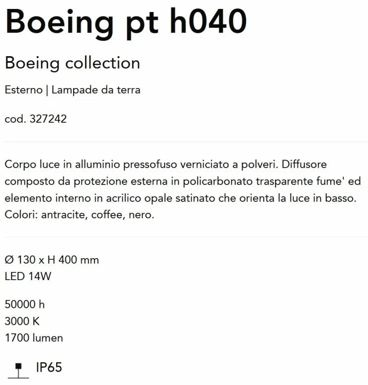 Stalp LED iluminat exterior IP65 Boeing pt H-40cm coffee