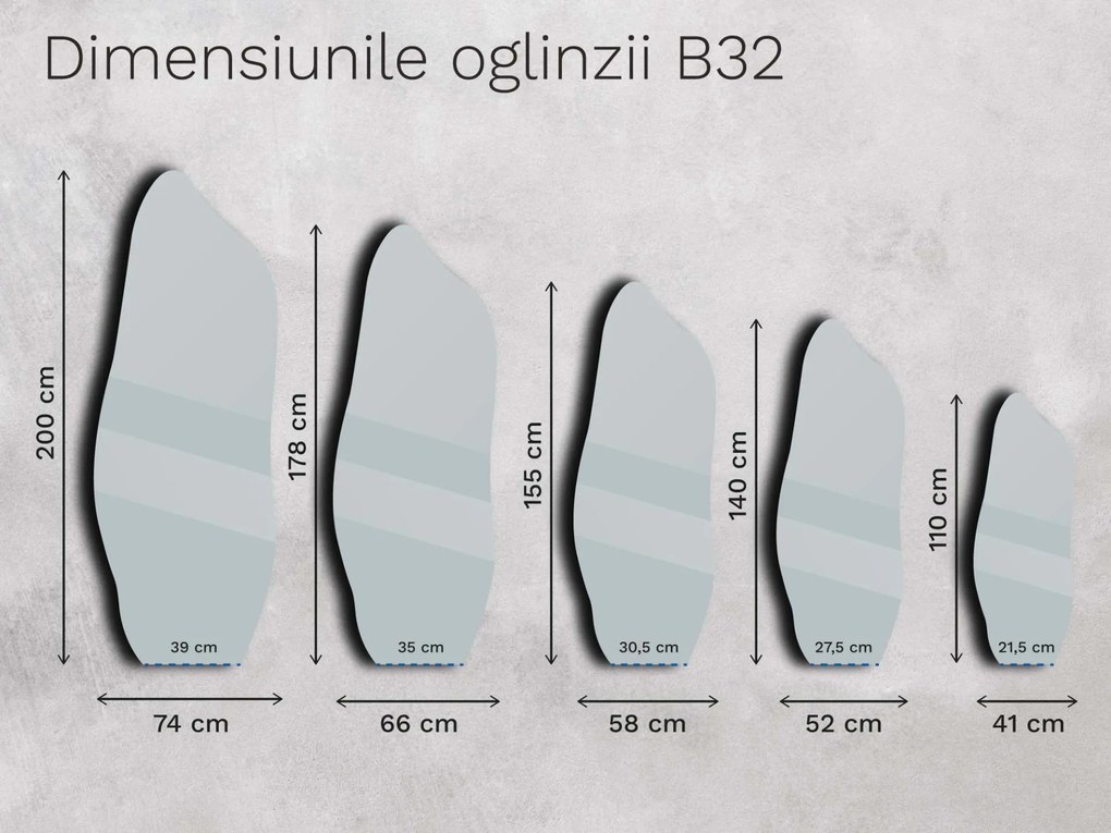 Oglindă antică Base B32 66×178