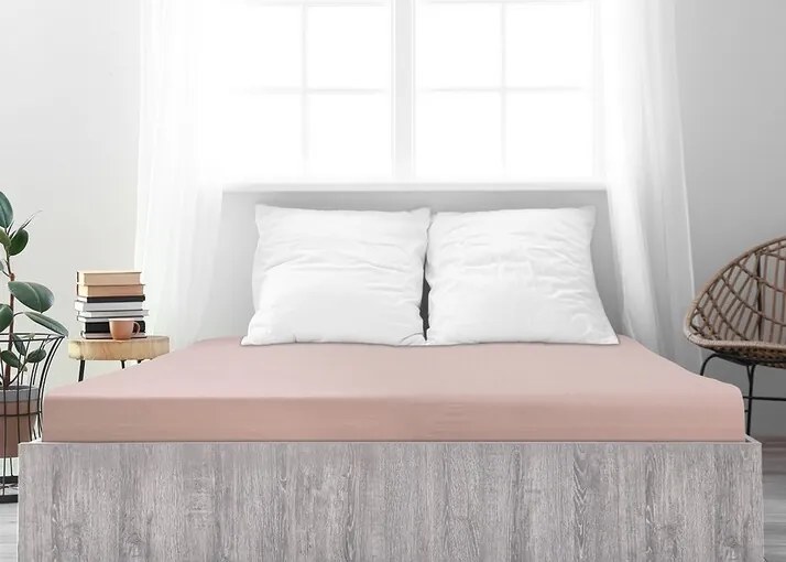 Cearșaf de pat jersey 4Home Ideal roz vechi, 90 x 200 cm