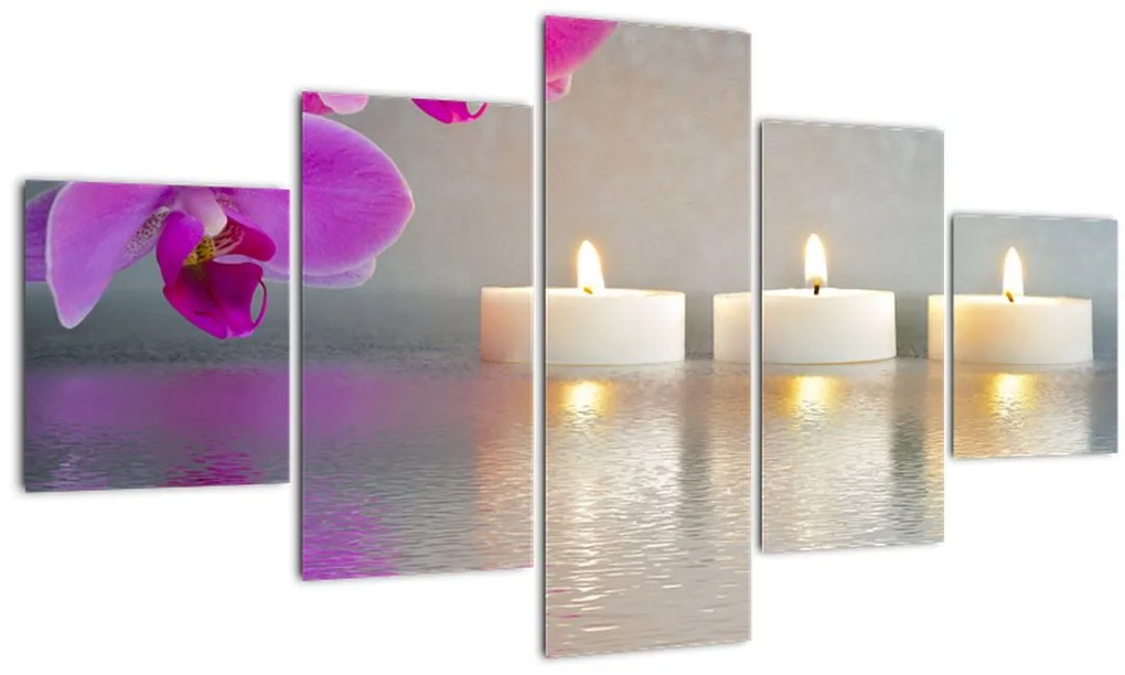 Tablou cu lumânări pe apă (125x70 cm), în 40 de alte dimensiuni noi